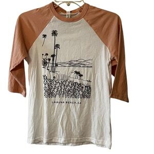 NWT Girls Airlume Jersey Large Laguna Beach California Shirt White Pink Large